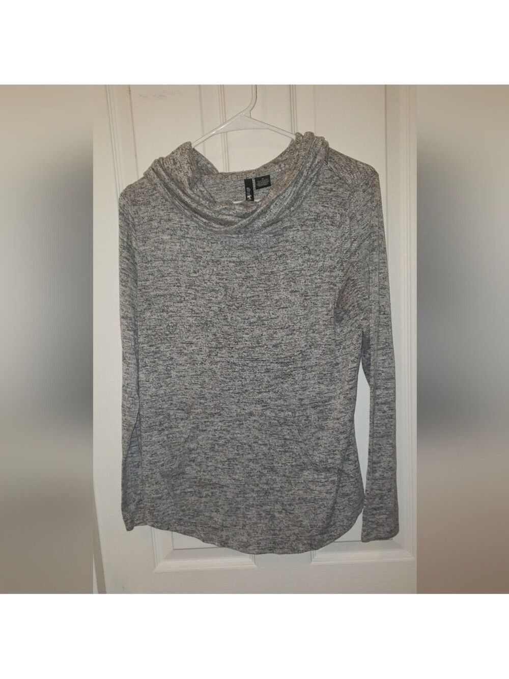 Ultra Flirt Gray Long Sleeve Folded Neck Shirt